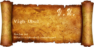 Vigh Ubul névjegykártya